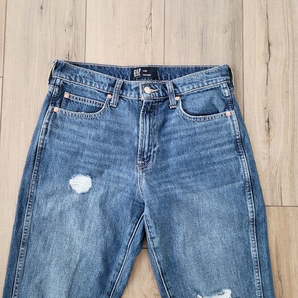 GAP High Rise Distressed Mom Medium Wash Jeans Women Sz 6 28R - Picture 10 of 11